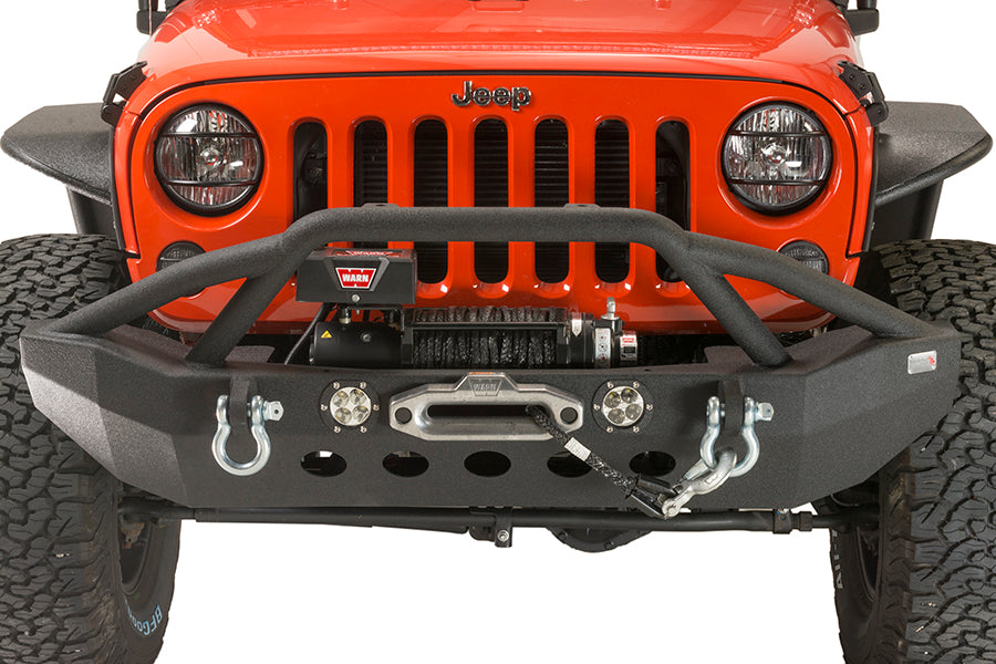 Fishbone Offroad Front Winch Bumpers Jeep JK Front Winch Bumper W/LEDs Full Width 07-18 Wranger JK Black Texured Powercoated Fishbone Offroad - FB22003