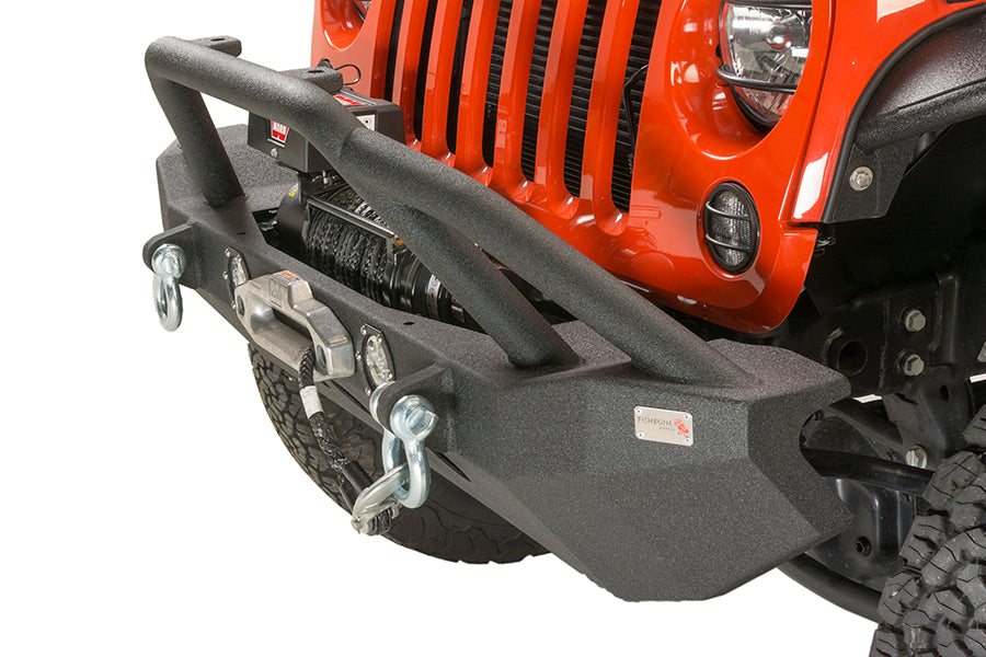 Fishbone Offroad Front Winch Bumpers Jeep JK Front Winch Bumper W/LEDs Full Width 07-18 Wranger JK Black Texured Powercoated Fishbone Offroad - FB22003