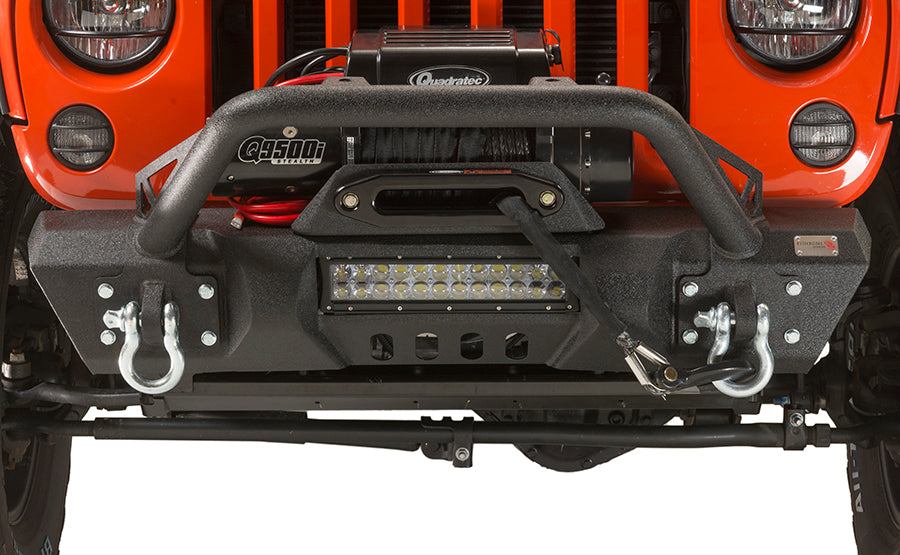 Fishbone Offroad Front Winch Bumpers Jeep JK Front Stubby Winch Bumper W/Tube Guard 07-18 Wranger JK Black Texured Powercoated Fishbone Offroad - FB22004