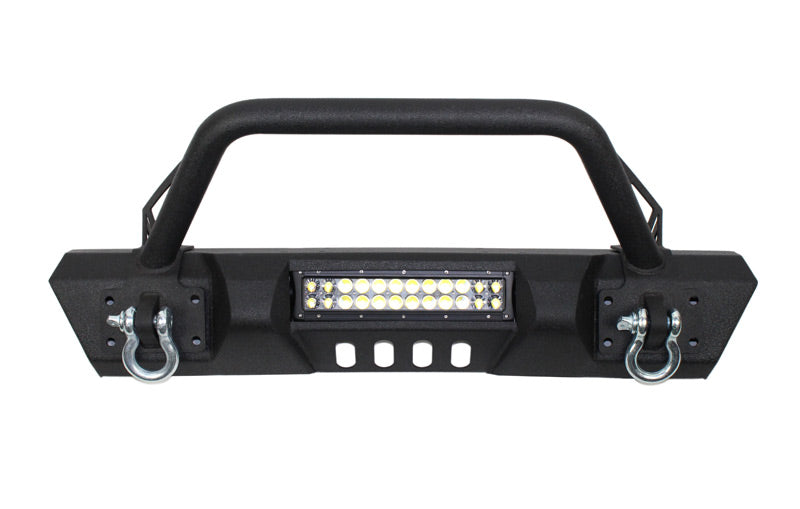 Fishbone Offroad Front Winch Bumpers Jeep JK Front Stubby Winch Bumper W/Tube Guard 07-18 Wranger JK Black Texured Powercoated Fishbone Offroad - FB22004
