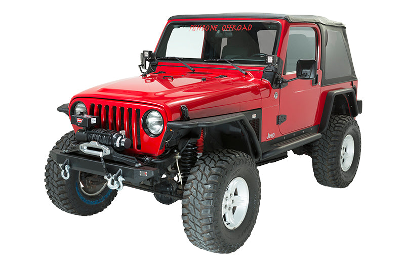 Fishbone Offroad Front Bumpers Jeep TJ Front Bumper 97-06 Wrangler TJ Rubicon and Unlimited Steel Black Textured Powdercoat Piranha Series Fishbone Offroad - FB22049