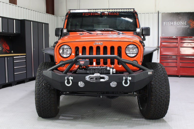 Fishbone Offroad Front Bumpers Jeep JK Front Winch Bumper 07-18 Wrangler JK Full Width Black Powdercoat Fishbone Offroad - FB22068