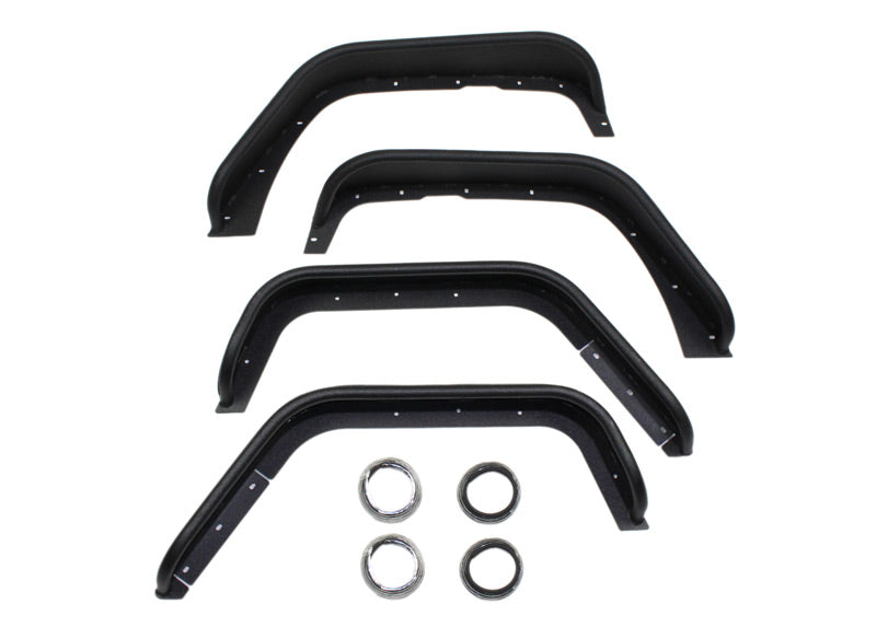 Fishbone Offroad Fenders Jeep JK Tube Fenders 07-18 Wrangler JK Front/Rear Set Of 4 Steel Black Textured Powdercoat Fishbone Offroad - FB23006