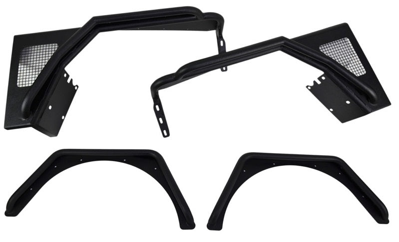 Fishbone Offroad Fenders Jeep TJ Tube Fender Set Of 4 Front and Rear 97-06 Wrangler TJ Steel Black Textured Powdercoat Fishbone Offroad - FB23029