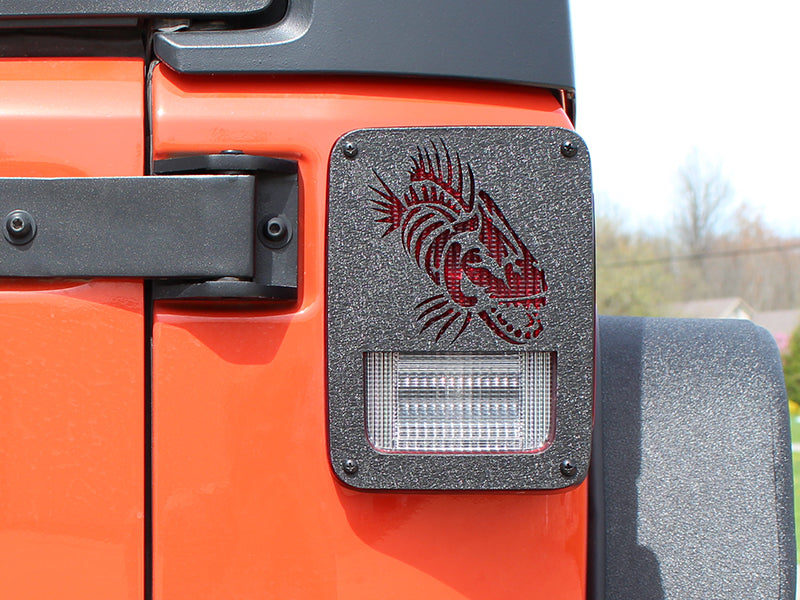 Fishbone Offroad Tail Light Cover Jeep JK Tail Light Covers 07-18 Wrangler JK Black Textured Powdercoat Fishbone Offroad - FB31043