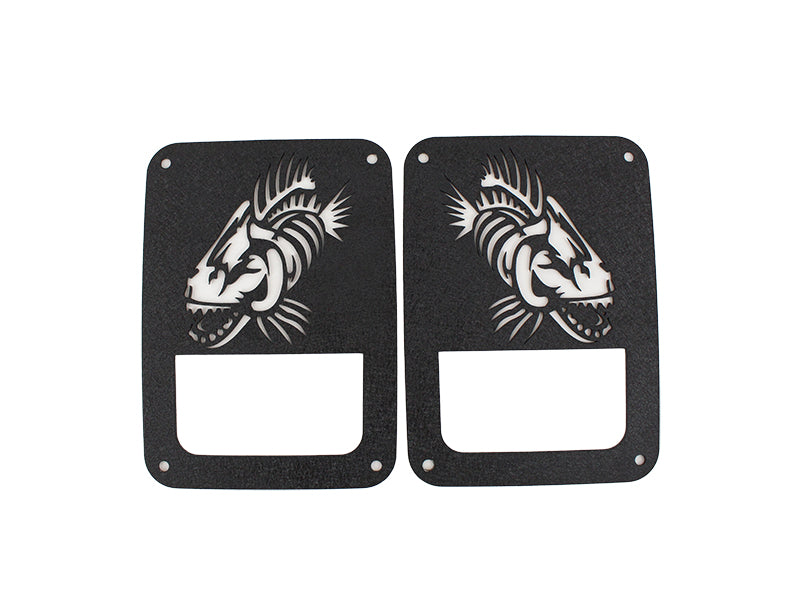 Fishbone Offroad Tail Light Cover Jeep JK Tail Light Covers 07-18 Wrangler JK Black Textured Powdercoat Fishbone Offroad - FB31043
