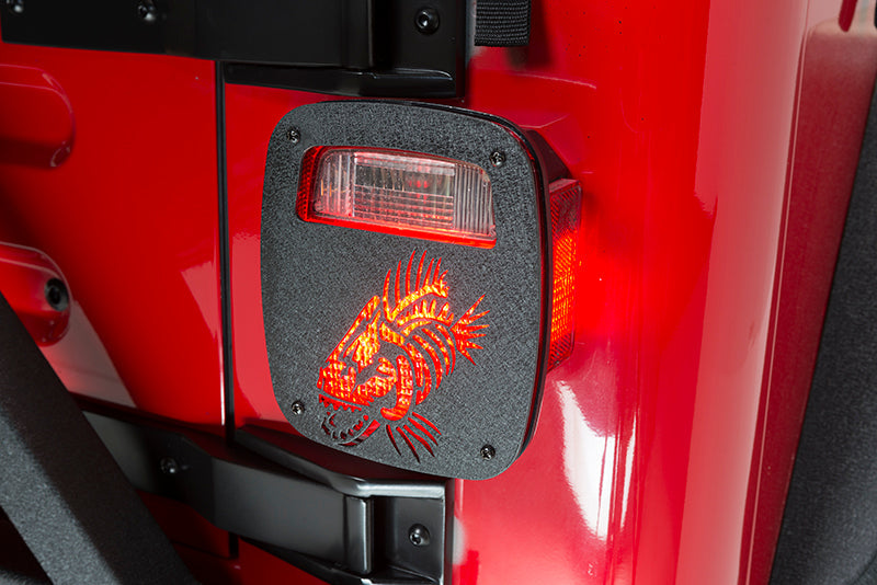 Fishbone Offroad Tail Light Cover Jeep Wrangler CJ YJ TJ Tail Light Covers Black Textured Powdercoat Fishbone Offroad - FB31044