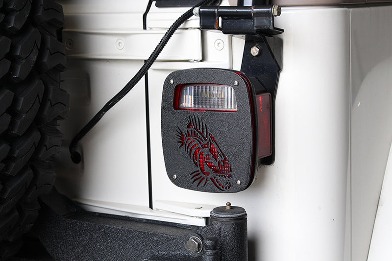 Fishbone Offroad Tail Light Cover Jeep Wrangler CJ YJ TJ Tail Light Covers Black Textured Powdercoat Fishbone Offroad - FB31044