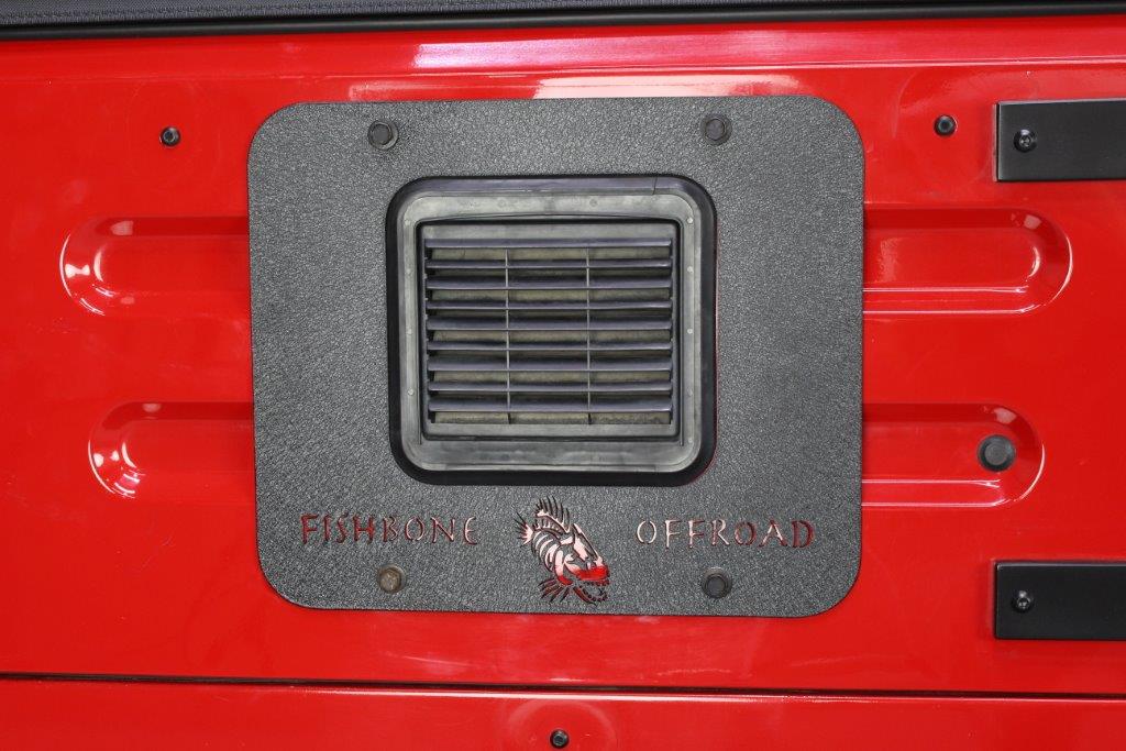 Fishbone Offroad Tail Gate Plate Jeep TJ Tailgate Plate 97-06 Wrangler TJ Black Textured Powercoat Aluminum BackSide Series Fishbone Offroad - FB31058