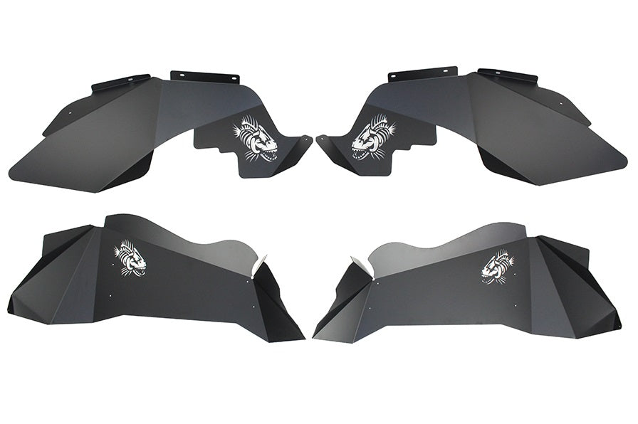 Fishbone Offroad Inner Fender Kit Jeep JK Logo Aluminum Inner Fenders 07-18 Wrangler JK Black Powdercoat Fishbone Offroad - FB33073