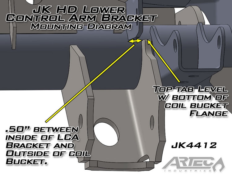 Artec Industries Axle Brackets Jeep JK Front Axle LCA Brackets 07-18 Wrangler JK Pair Artec Industries - JK4412