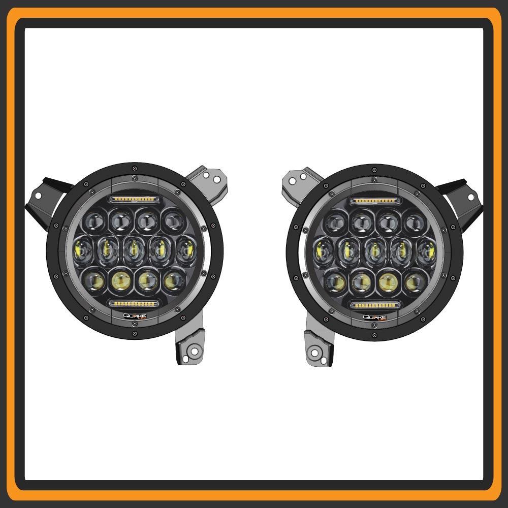 Quake LED Headlight Jeep JL RGB Headlight fog Light Set Quad Lock interlock Compatible - QTE686