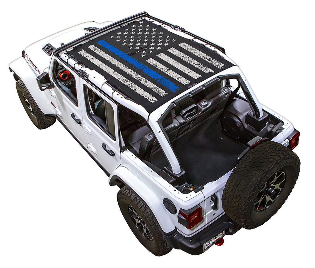 SPIDERWEBSHADE Product Black JL4D Tactical Flag Distressed Thin Blue Line