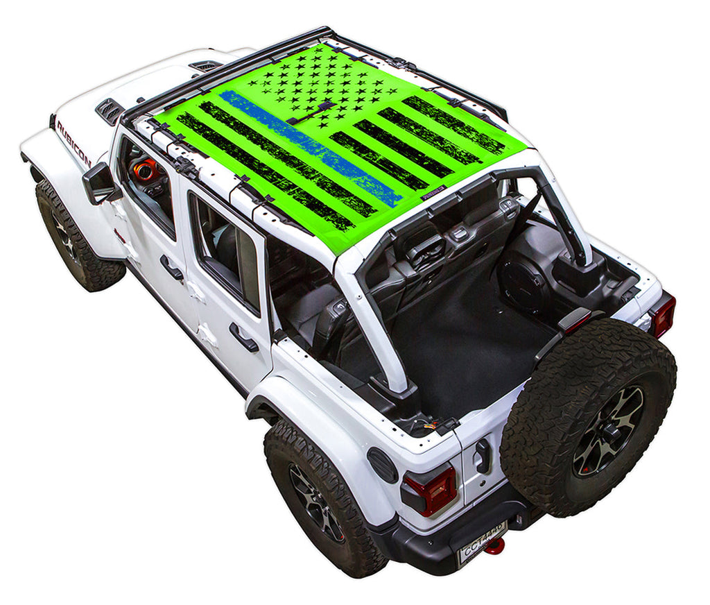 SPIDERWEBSHADE Product Green JL4D Tactical Flag Distressed Thin Blue Line