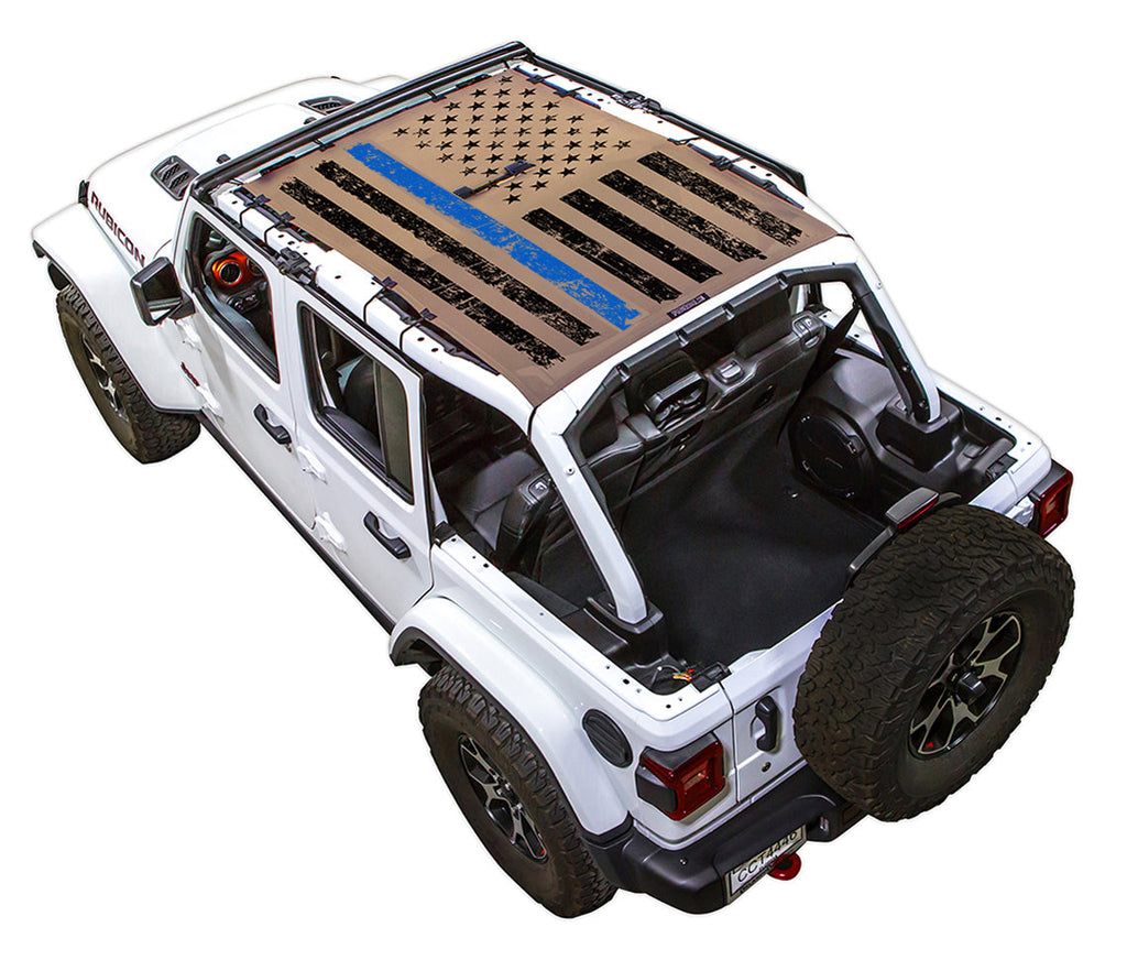 SPIDERWEBSHADE Product Red JL4D Tactical Flag Distressed Thin Blue Line