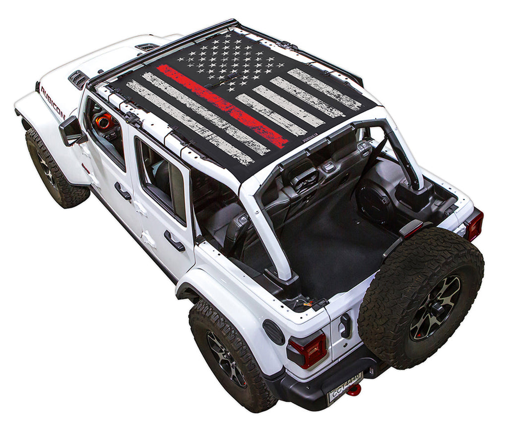 SPIDERWEBSHADE Product Black JL4D Tactical Flag Distressed Thin Red Line