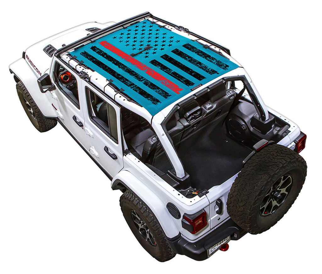 SPIDERWEBSHADE Product Teal JL4D Tactical Flag Distressed Thin Red Line