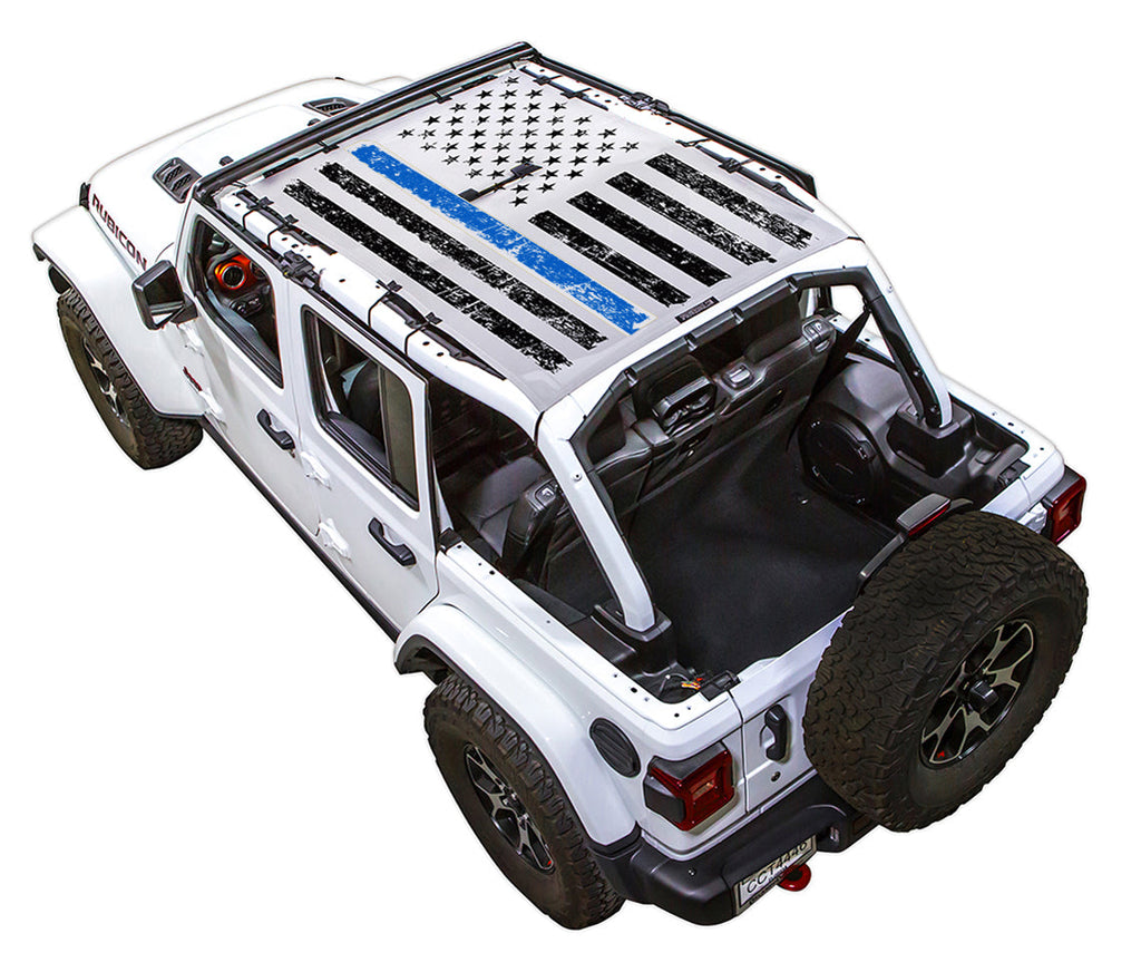 SPIDERWEBSHADE Product White JL4D Tactical Flag Distressed Thin Blue Line