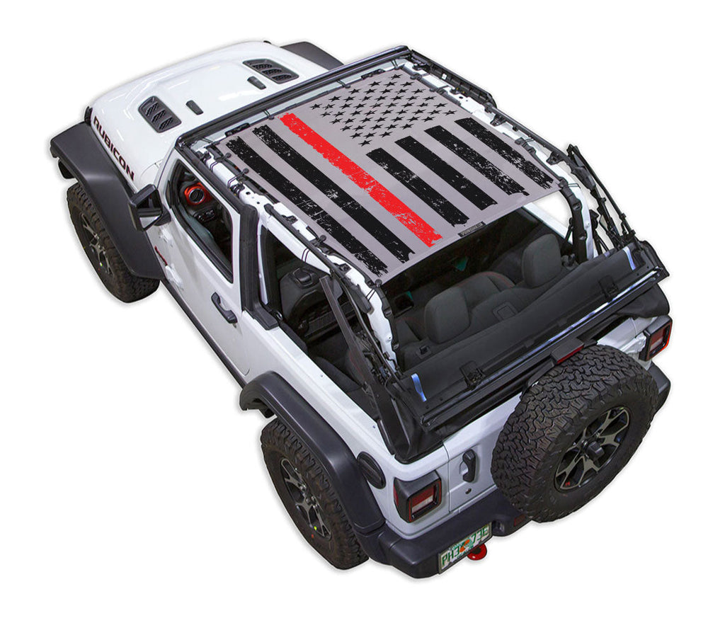 SPIDERWEBSHADE Product Grey JL2D Tactical Flag Distressed Thin Red Line
