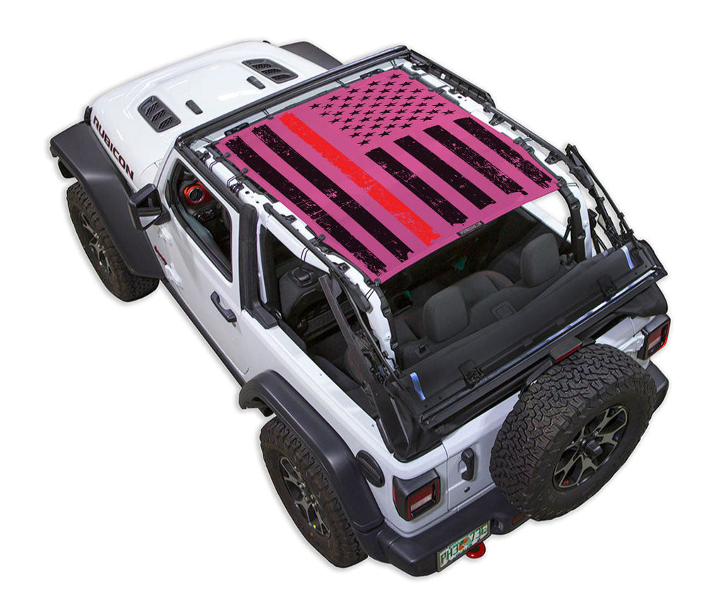 SPIDERWEBSHADE Product Pink JL2D Tactical Flag Distressed Thin Red Line