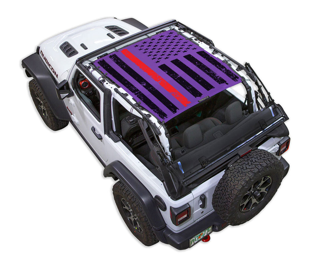 SPIDERWEBSHADE Product Purple JL2D Tactical Flag Distressed Thin Red Line