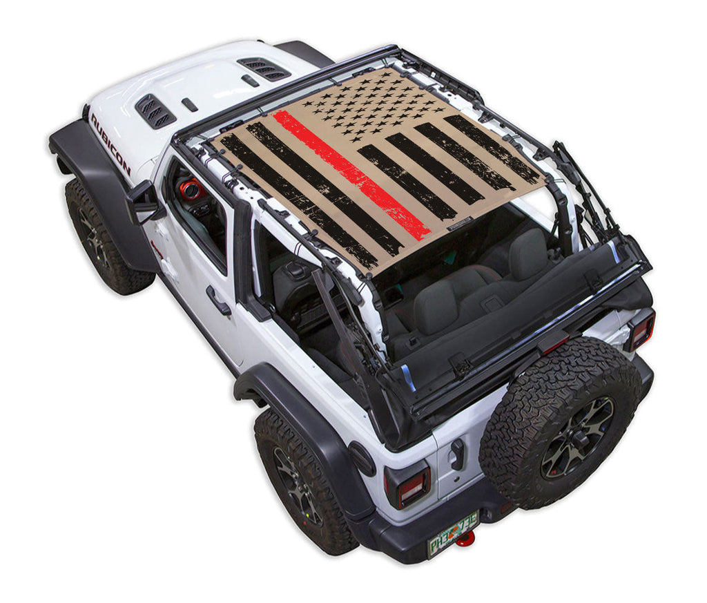 SPIDERWEBSHADE Product Tan JL2D Tactical Flag Distressed Thin Red Line