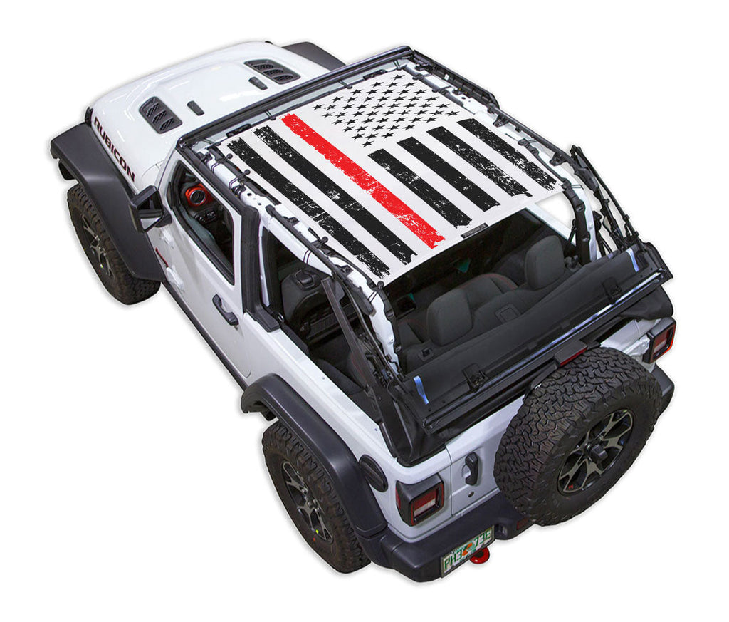 SPIDERWEBSHADE Product White JL2D Tactical Flag Distressed Thin Red Line