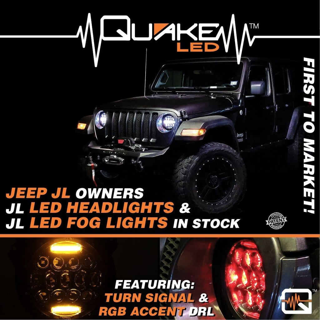 Quake LED Headlight Jeep JL RGB Headlight fog Light Set Quad Lock interlock Compatible - QTE686