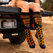Load image into Gallery viewer, JEDCo Socks Orange Jeep - Tread Crew Socks