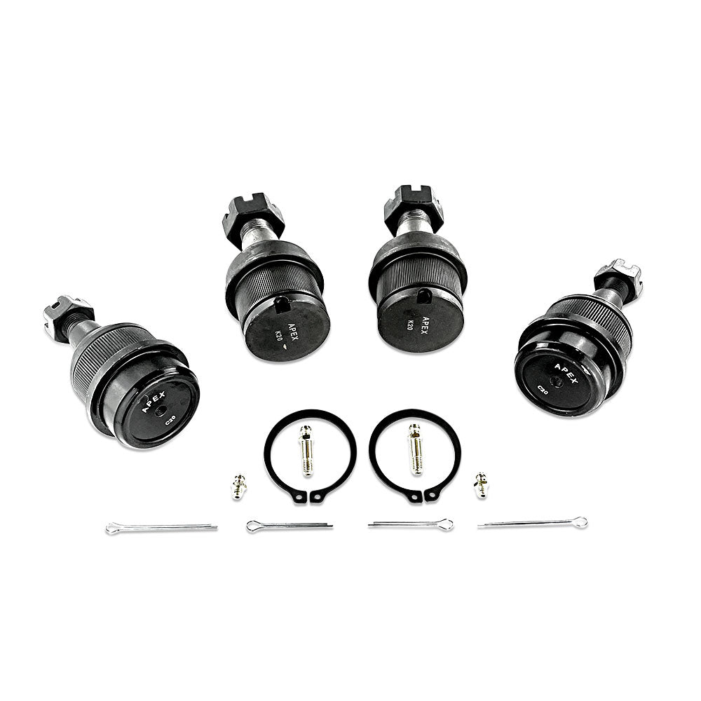 Apex Chassis Suspension Ball Joint Heavy Duty Ball Joint Kit (upper is Knurled) Fits: 06-08 Ram 1500 03-13 Ram 2500  03-10 Ram 3500 2WD 4WD Apex Chassis - KIT101K