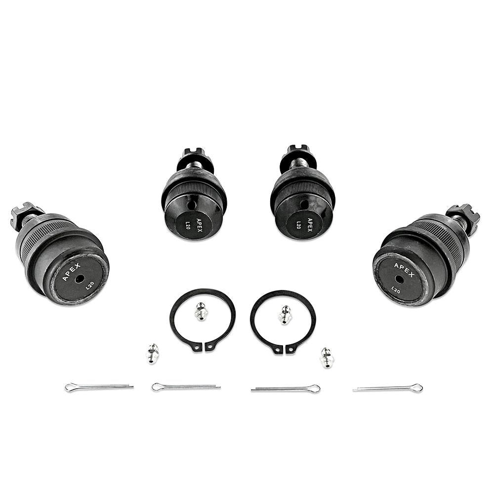 Apex Chassis Suspension Ball Joint Apex Chassis Heavy Duty Ball Joint Kit Fits: 07-18 Jeep Wrangler JK  99-04 Jeep Grand Cherokee Includes: 2 Upper & 2 Lower - KIT102