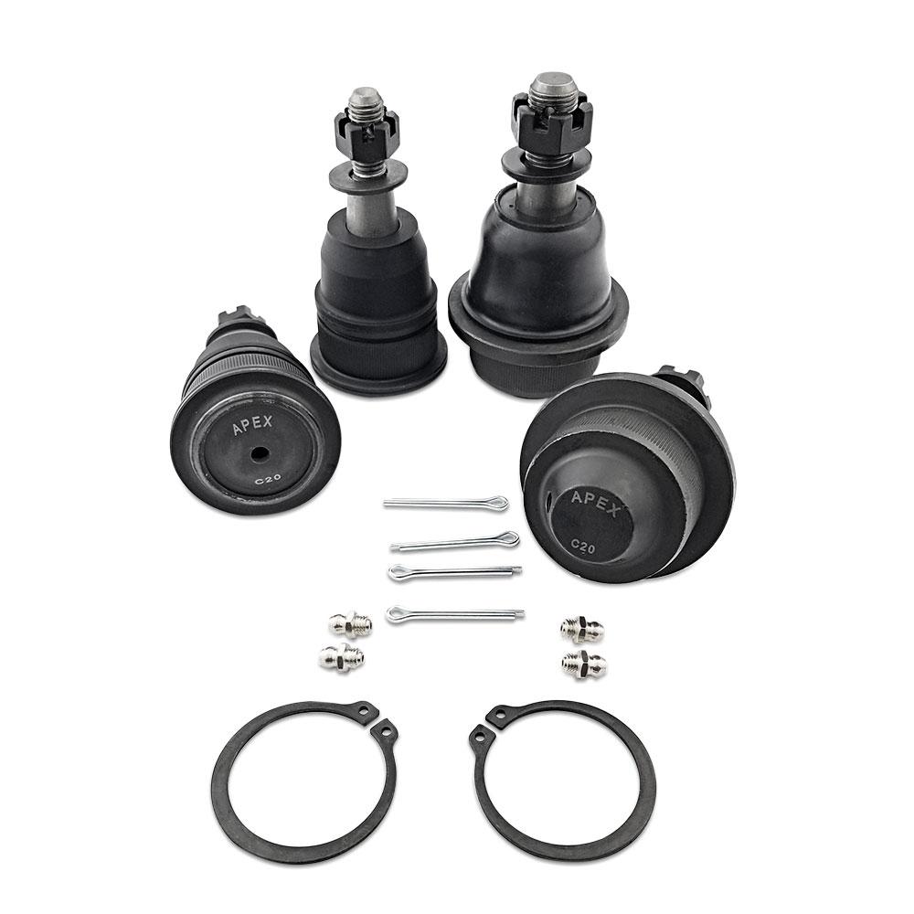 Apex Chassis Suspension Ball Joint Apex Chassis Heavy Duty Ball Joint Kit Fits: 01-06 Chevy Silverado and GMC Sierra 1500 HD/2500 02-06 Chevy Avalanche 2500 Includes: 2 Upper & 2 Lower - KIT105