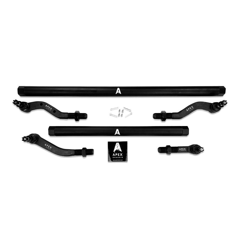 Apex Chassis Power Steering Kits Apex Chassis Heavy Duty Tie Rod & Drag Link Assembly in Black Anodized Aluminum Fits: 07-18 Jeep Wrangler JK JKU Rubicon Sahara Sport  Note this NO-FLIP kit is Fits: vehicles with a lift of 3.5 inches or less - KIT135-NoFlip