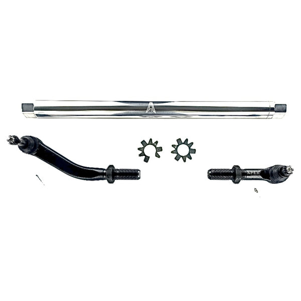 Apex Chassis Steering Drag Link Apex Chassis Heavy Duty JK 2.5 Ton Heavy Duty No Flip Drag Link Assembly in Polished Aluminum Fits: 07-18 Jeep Wrangler JK JKU Rubicon Sahara Sport. Note this NO-FLIP kit fits vehicles with a lift of 3.5 inches or less - KIT142