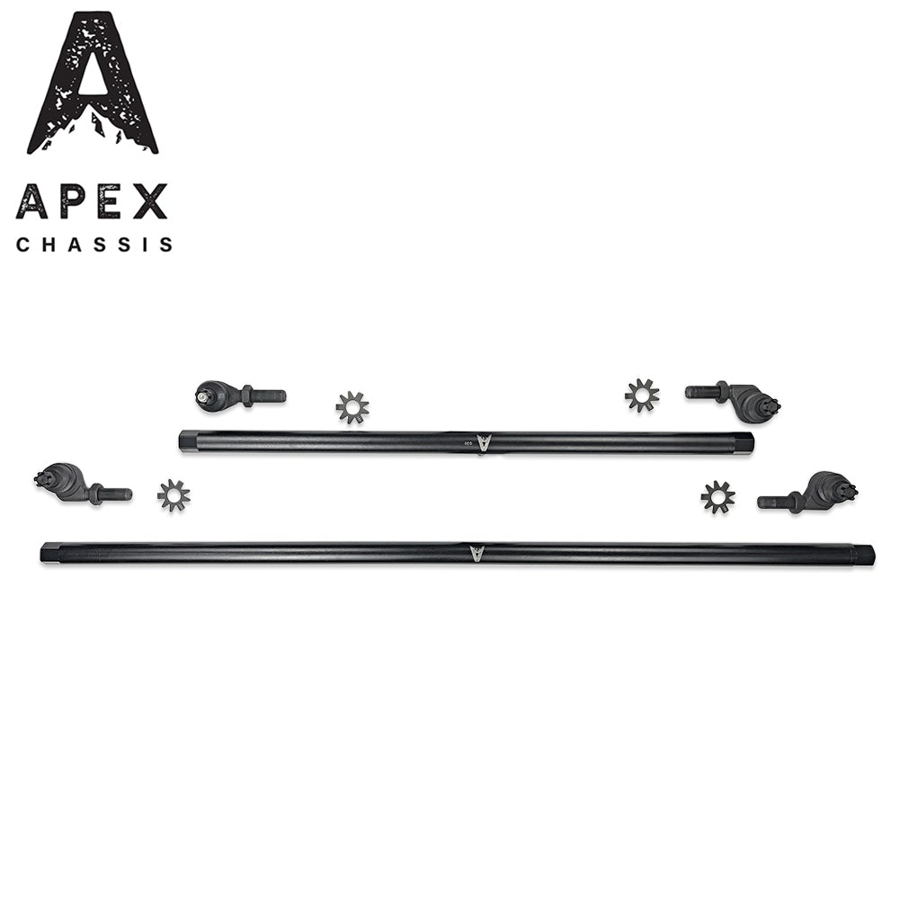 Apex Chassis Power Steering Kits Apex Chassis Heavy Duty 1 Ton Tie Rod & Drag Link Assembly in Steel Fits: 07-18 Jeep Wrangler JK JKU Rubicon Sahara Sport. Note this NO-FLIP kit fits vehicles with a lift of 3.5 inches or less - KIT145-NoFlip