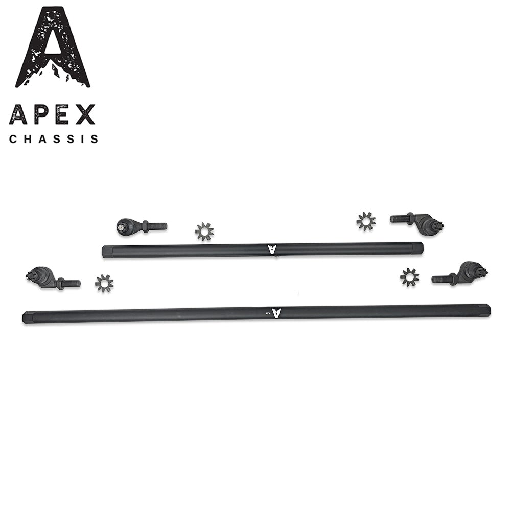 Apex Chassis Power Steering Kits Apex Chassis Heavy Duty 1 Ton Tie Rod & Drag Link Assembly in Black Aluminum Fits: 07-18 Jeep Wrangler JK JKU Rubicon Sahara Sport. Note this NO-FLIP kit fits vehicles with a lift of 3.5 inches or less - KIT150-NoFlip