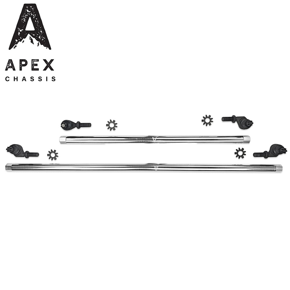 Apex Chassis Power Steering Kits Apex Chassis Heavy Duty 1 Ton Tie Rod & Drag Link Assembly in Polished Aluminum Fits: 07-18 Jeep Wrangler JK JKU Rubicon Sahara Sport.  Note this NO-FLIP kit fits vehicles with a lift of 3.5 inches or less - KIT155-NoFlip