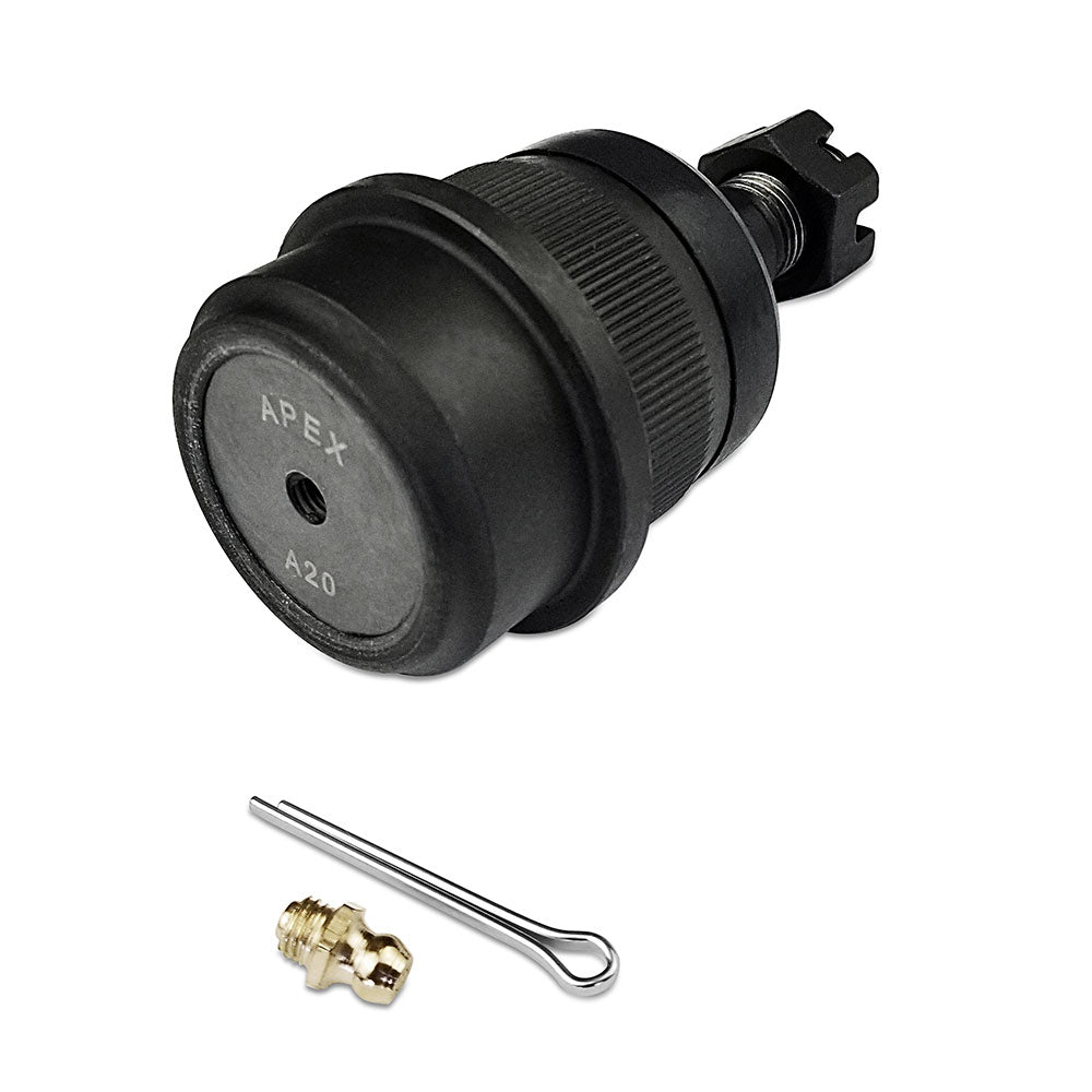 Apex Chassis Suspension Ball Joint Apex Chassis Heavy Duty Ball Joint Kit Fits: 90-01 Jeep Cherokee 90-92 Comanche 93-98 Grand Cherokee 93 Grand Wagoneer 97-06 Wrangler TJ 60-06 Wrangler YJ Includes: 1 Upper & 1 Lower - KIT203
