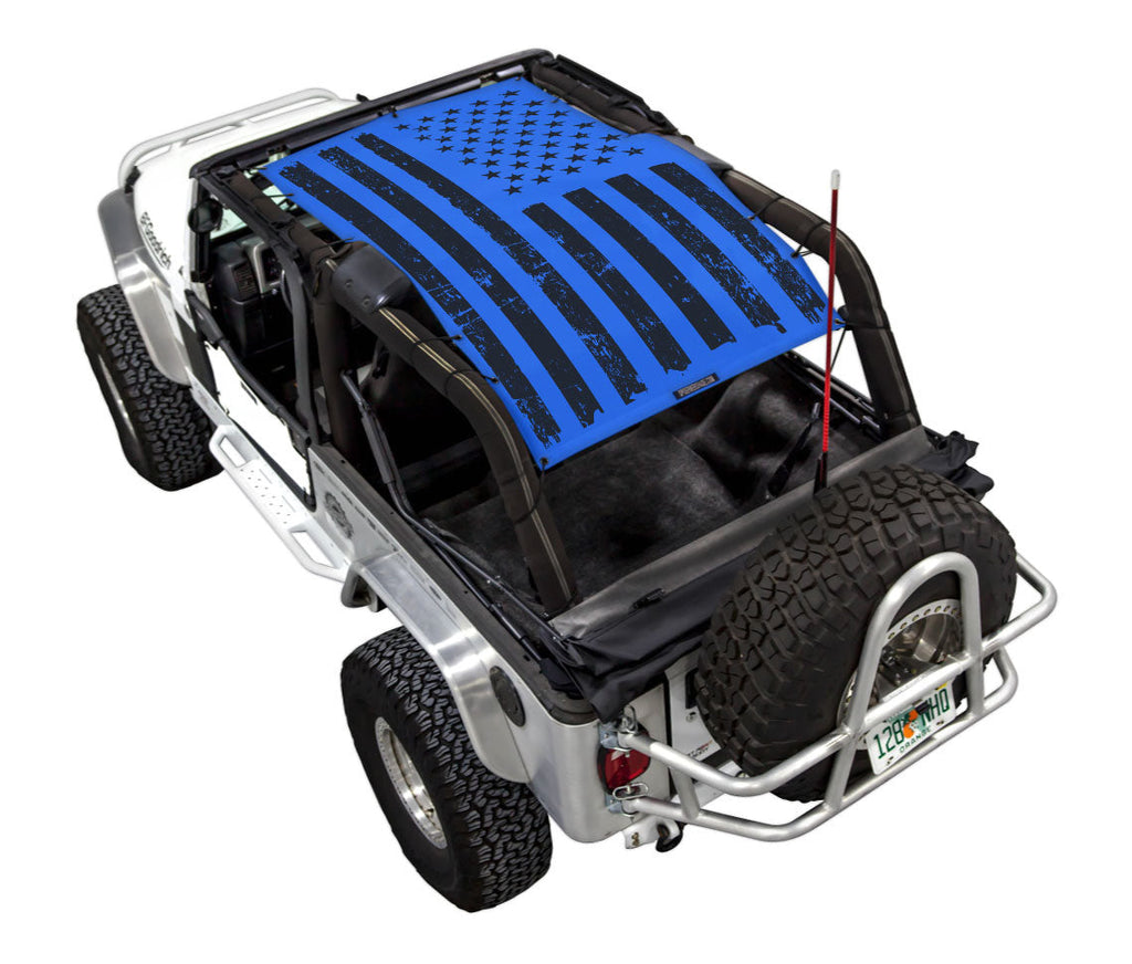 SPIDERWEBSHADE Product Blue LJ Tactical Flag Distressed