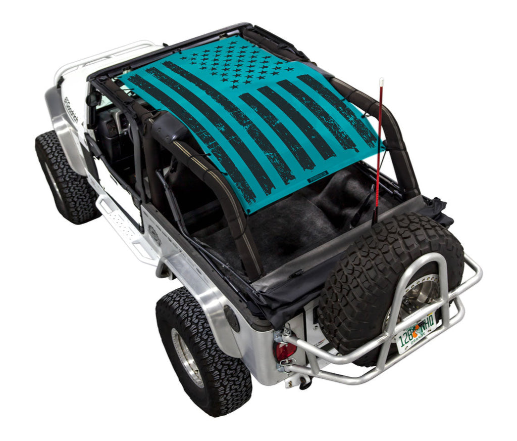 SPIDERWEBSHADE Product Teal LJ Tactical Flag Distressed