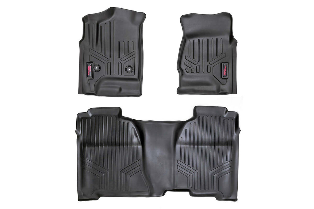 Rough Country Floor Mats/Liners Heavy Duty Floor Mats Front/Rear-14-19 Silverado/Sierra 1500/2500 HD/3500 HD Crew Cab Rough Country - M-21413