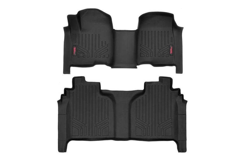 Rough Country Floor Mats/Liners Heavy Duty Floor Mats Front/Rear-19-20 Silverado/Sierra Crew Cab Bench Seats Rough Country - M-21613