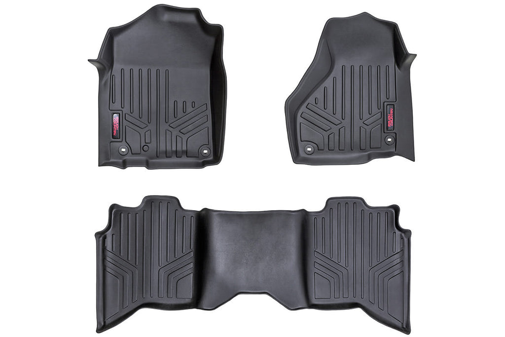 Rough Country Floor Mats/Liners Heavy Duty Floor Mats Front/Rear-12-18 Dodge RAM Crew/Mega Cab Full Console Rough Country - M-31213