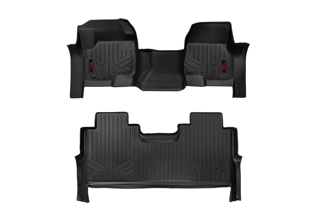 Rough Country Floor Mats/Liners Heavy Duty Floor Mats Front/Rear-17-20 Ford Super Duty Crew Cab Bench Seats Rough Country - M-51173