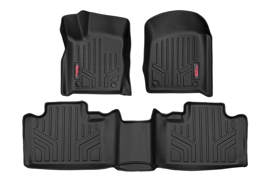 Rough Country Floor Mats/Liners Heavy Duty Floor Mats Front/Rear-13-20 Jeep Grand Cherokee WK2 w/Factory Post Style Floormat Connector Rough Country - M-60305