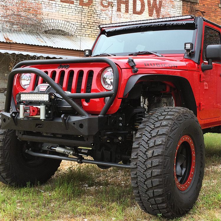 Motobilt Front Bumpers JK Stubby Front Bumper W/Grill Hoop/Stinger Bare Steel Motobilt - MB1006-L
