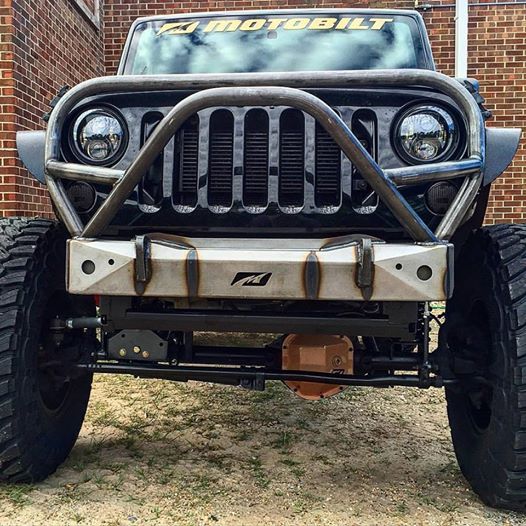 Motobilt Front Bumpers JK Stubby Front Bumper W/Grill Hoop/Stinger Bare Steel Motobilt - MB1006-L