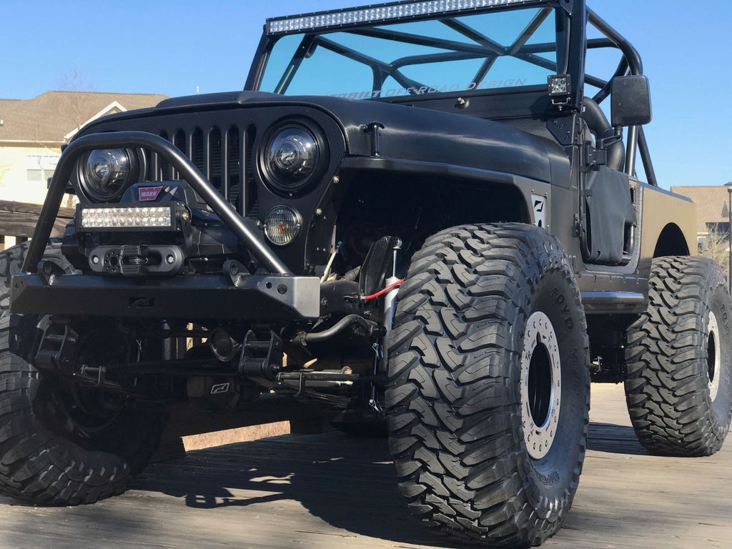 Motobilt Front Bumpers Jeep CJ Mid Width Front Bumper W/Stinger Bare Steel Motobilt - MB1019-S