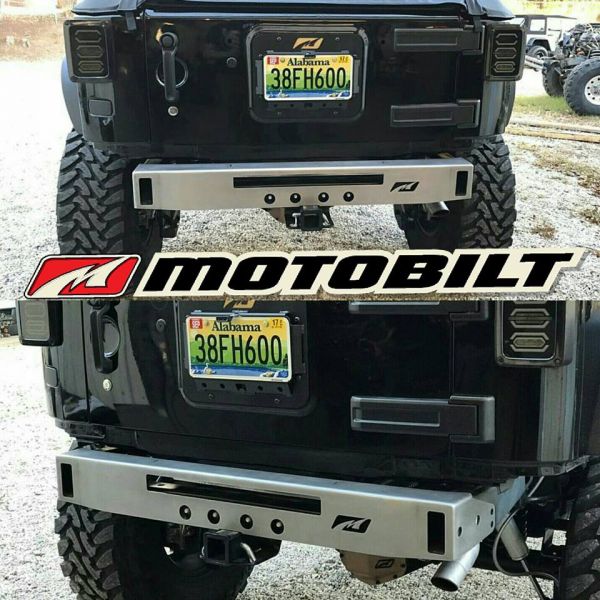 Motobilt Rear Bumpers Jeep JK Micro Rear Bumper W/Light Bar Cut Out 07-18 Wrangler JK Bare Steel Motobilt - MB1039