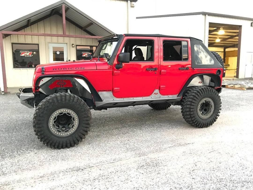 Motobilt Rocker Guards Jeep JK Unilimited Rocker Guards With Step 07-18 Wrangler JK Crusher Series Bare Steel Motobilt - MB1042